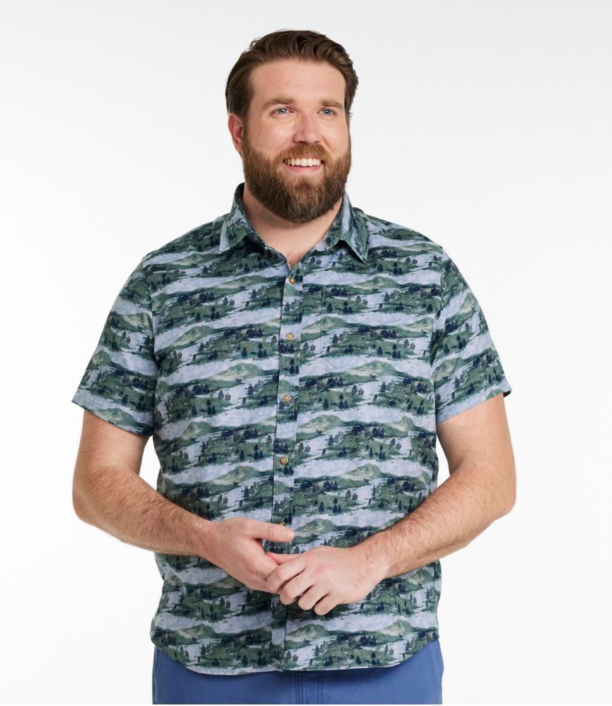 Men's Stonecoast Hemp Shirt, Short-Sleeve, Slightly Fitted Untucked Fit, Print - US 4826
