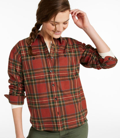 Women's Scotch Plaid Flannel Shirt, Boyfriend - US 3120