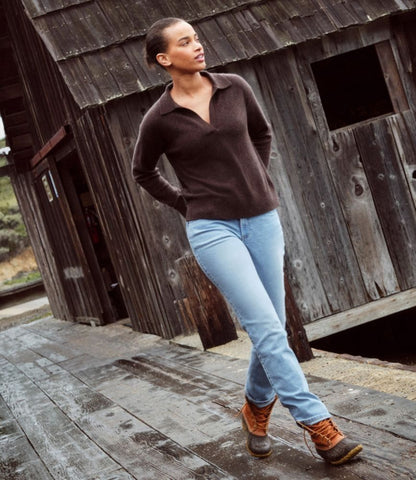 Women's Classic Cashmere Sweater, Relaxed Polo - US 4163