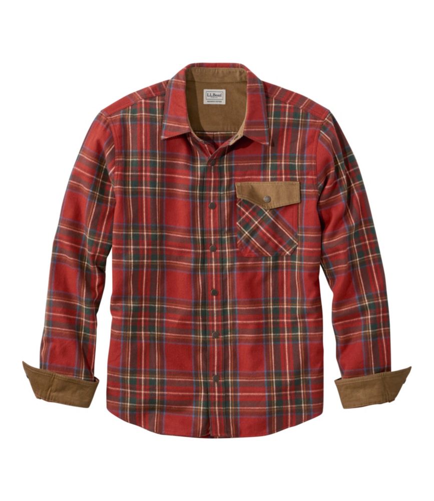 Men's Scotch Plaid Flannel Shirt, Snap-Front, Slightly Fitted Untucked Fit - US 4086