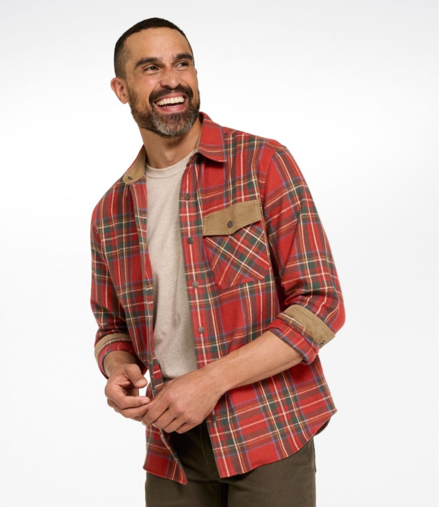 Men's Scotch Plaid Flannel Shirt, Snap-Front, Slightly Fitted Untucked Fit - US 4086