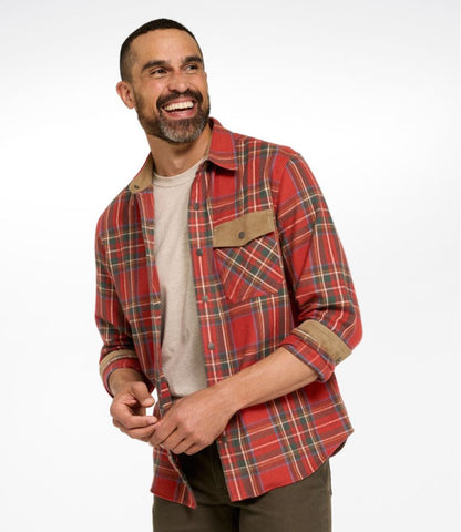 Men's Scotch Plaid Flannel Shirt, Snap-Front, Slightly Fitted Untucked Fit - US 4086