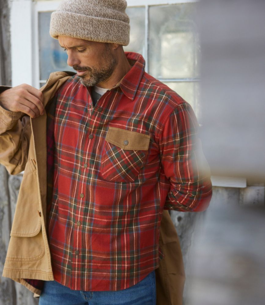 Men's Scotch Plaid Flannel Shirt, Snap-Front, Slightly Fitted Untucked Fit - US 4086