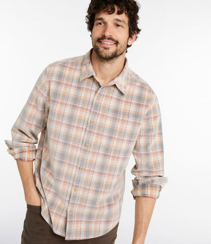 Men's Sunwashed Corduroy Shirt, Slightly Fitted Untucked Fit, Plaid - US 5131
