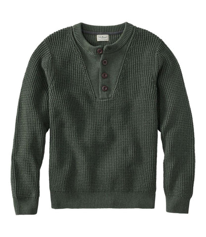 Men's L.L.Bean Organic Cotton Waffle Sweater, Henley - US 3588
