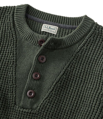 Men's L.L.Bean Organic Cotton Waffle Sweater, Henley - US 3588