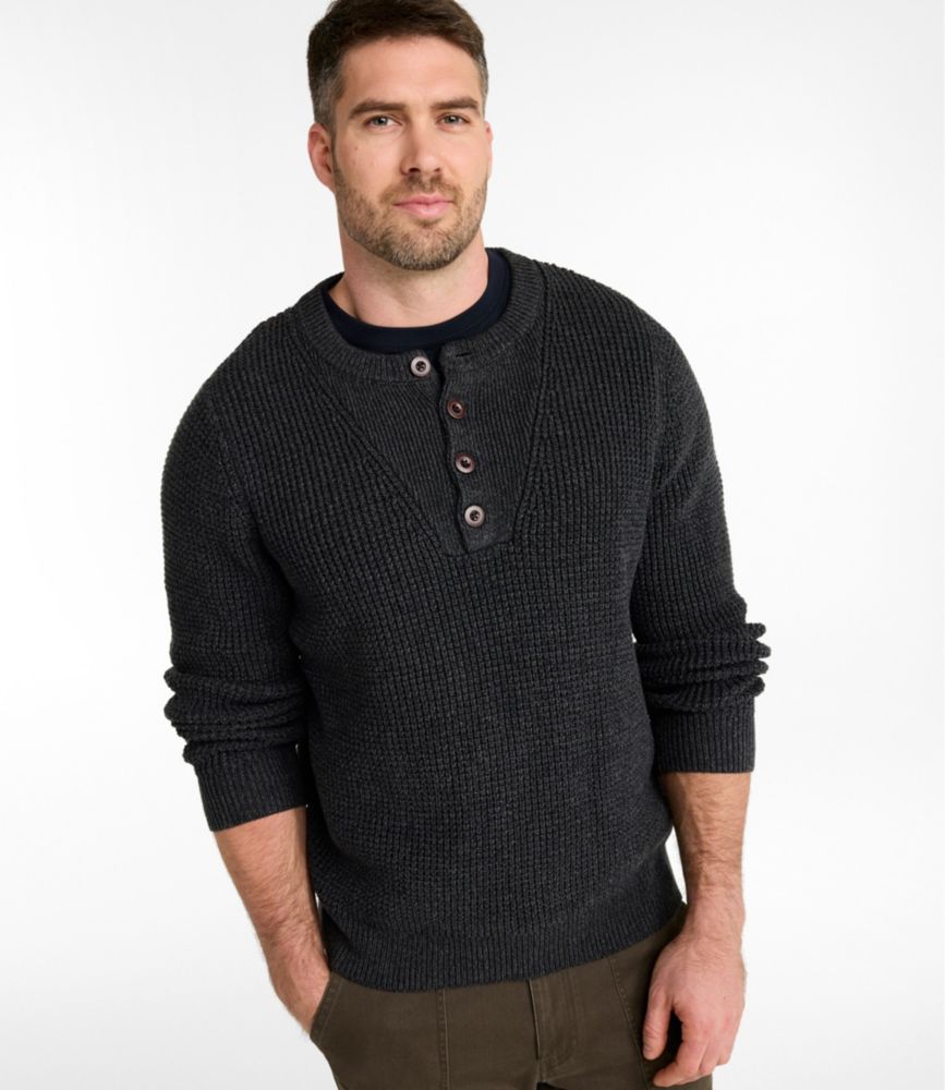 Men's L.L.Bean Organic Cotton Waffle Sweater, Henley - US 3099