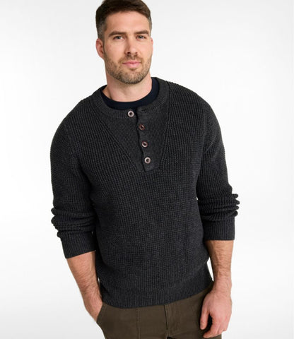 Men's L.L.Bean Organic Cotton Waffle Sweater, Henley - US 3099