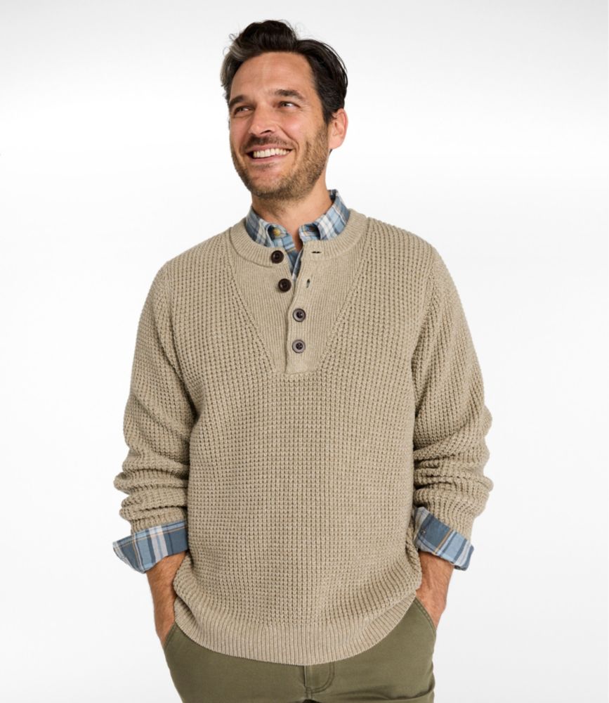 Men's L.L.Bean Organic Cotton Waffle Sweater, Henley - US 0508
