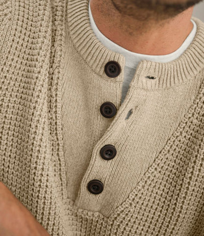 Men's L.L.Bean Organic Cotton Waffle Sweater, Henley - US 0508