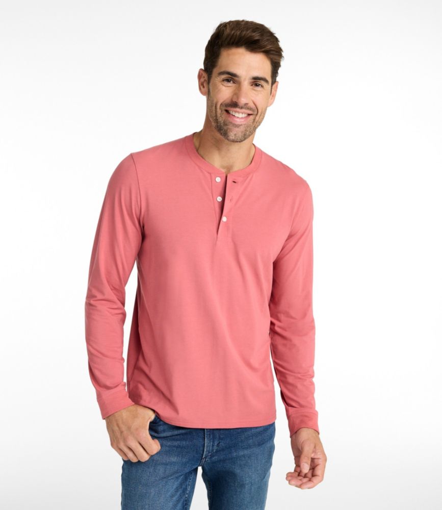 Men's Comfort Stretch Performance® Pima Tee, Long-Sleeve Henley - US 6911