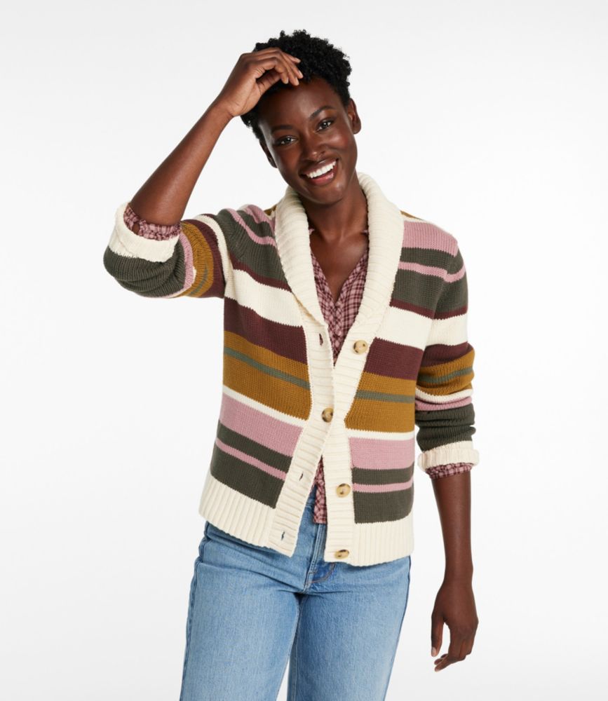 Women's Signature Original Cotton Sweater, Shawl Cardigan Stripe - US 5398