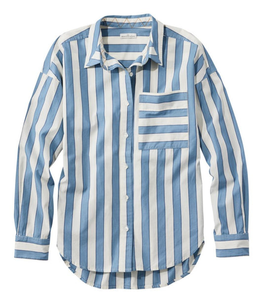 Women's Signature Premium Essential Poplin Shirt, Long-Sleeve Novelty Stripe - US 7577