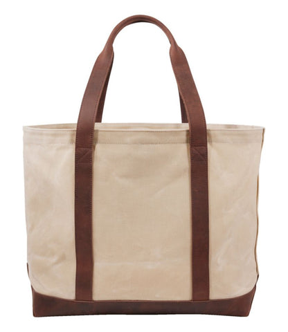 Leather-Trim Waxed Canvas Tote - US 1507