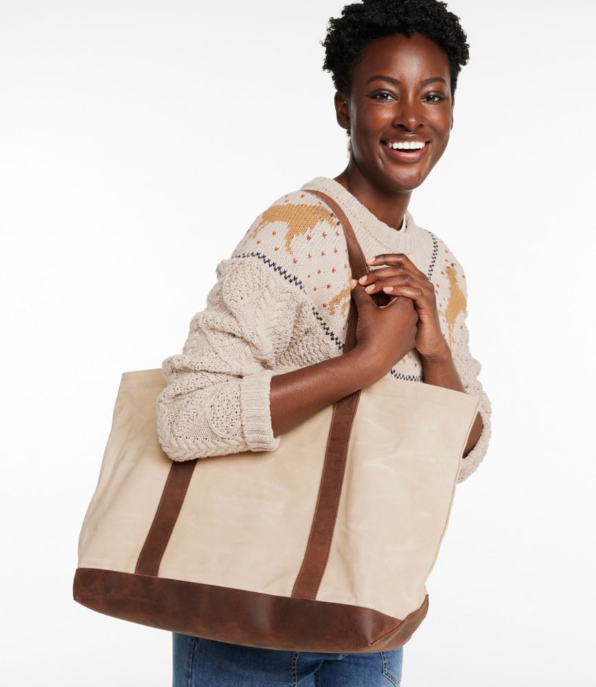 Leather-Trim Waxed Canvas Tote - US 1507