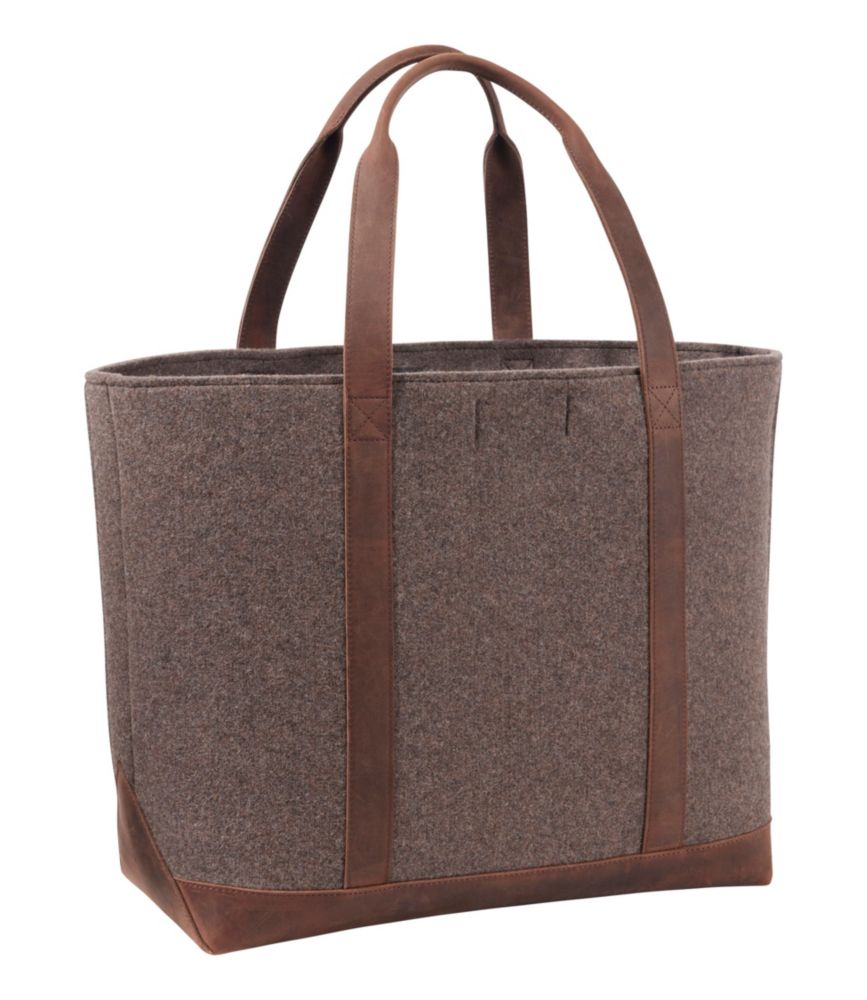 Leather-Trim Wool Tote - US 8978