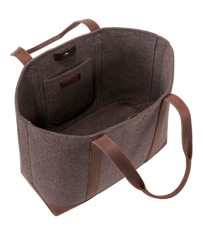 Leather-Trim Wool Tote - US 8978