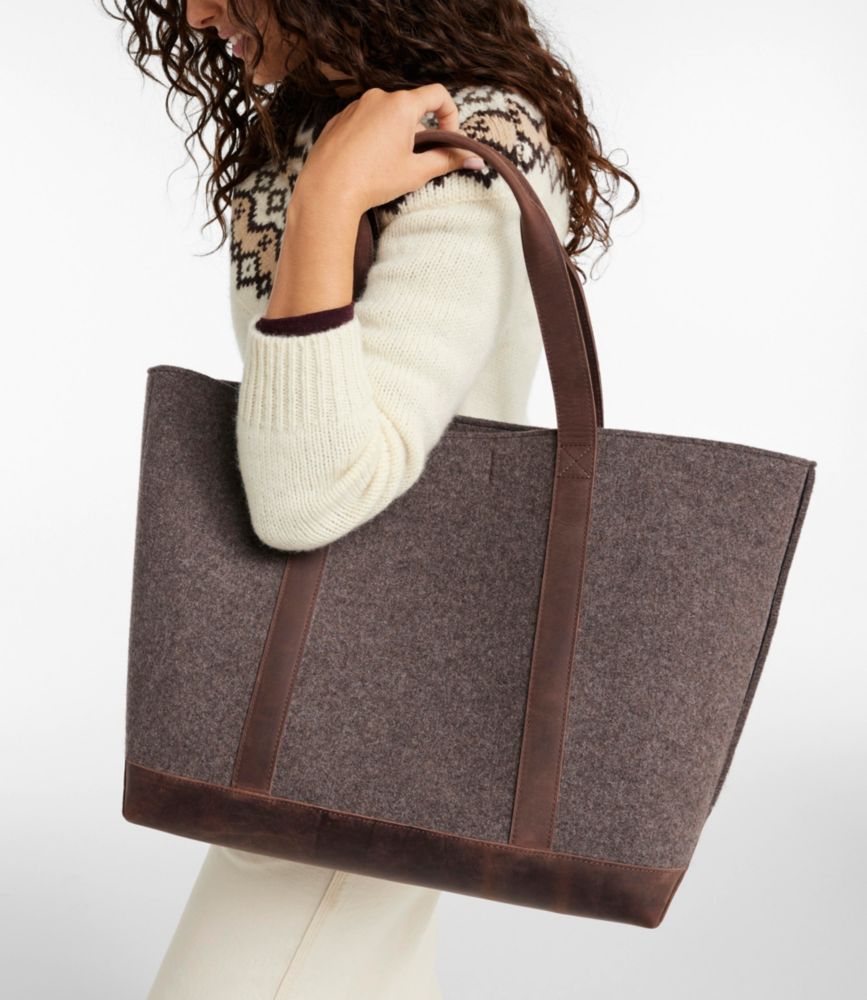 Leather-Trim Wool Tote - US 8978