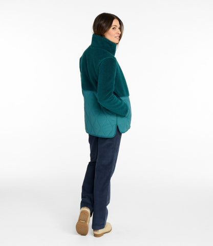 Women's Bean's Mixed Media Sherpa Fleece Jacket - US 4282