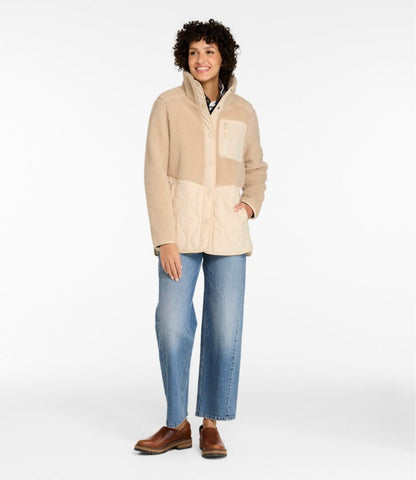Women's Bean's Mixed Media Sherpa Fleece Jacket - US 9360