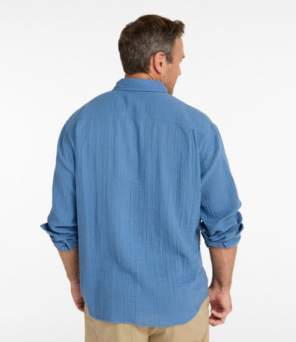 Men's Cloud Gauze Shirt, Long-Sleeve, Slightly Fitted Untucked Fit - US 8485