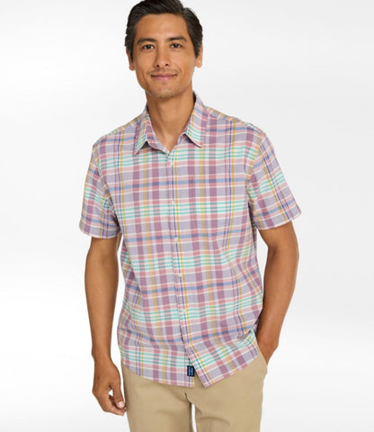Men's Madras Shirt, Short-Sleeve, Slightly Fitted Untucked Fit - US 2829