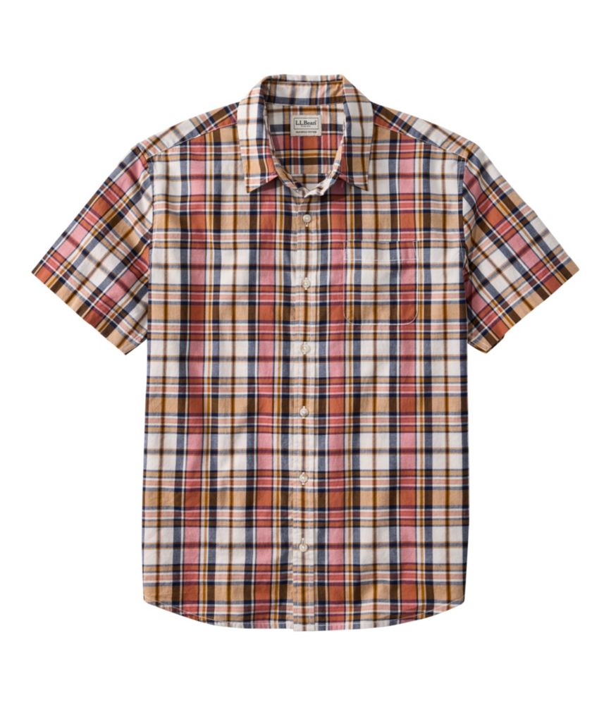 Men's Madras Shirt, Short-Sleeve, Slightly Fitted Untucked Fit - US 3616