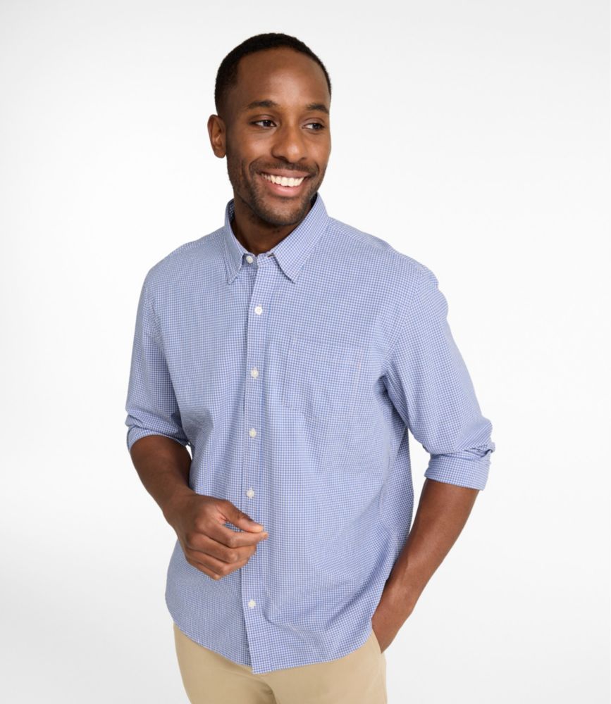 Men's Comfort Stretch Performance® Seersucker Shirt, Long-Sleeve, Slightly Fitted Untucked Fit, Plaid - US 8207