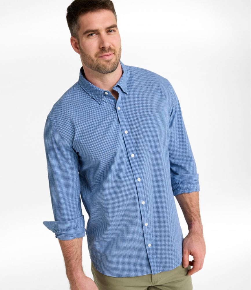 Men's Comfort Stretch Performance® Seersucker Shirt, Long-Sleeve, Slightly Fitted Untucked Fit, Plaid - US 0966