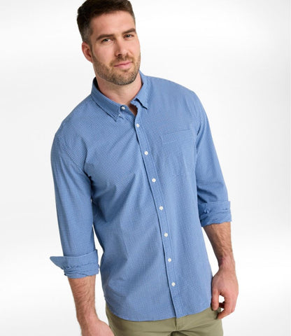 Men's Comfort Stretch Performance® Seersucker Shirt, Long-Sleeve, Slightly Fitted Untucked Fit, Plaid - US 0966