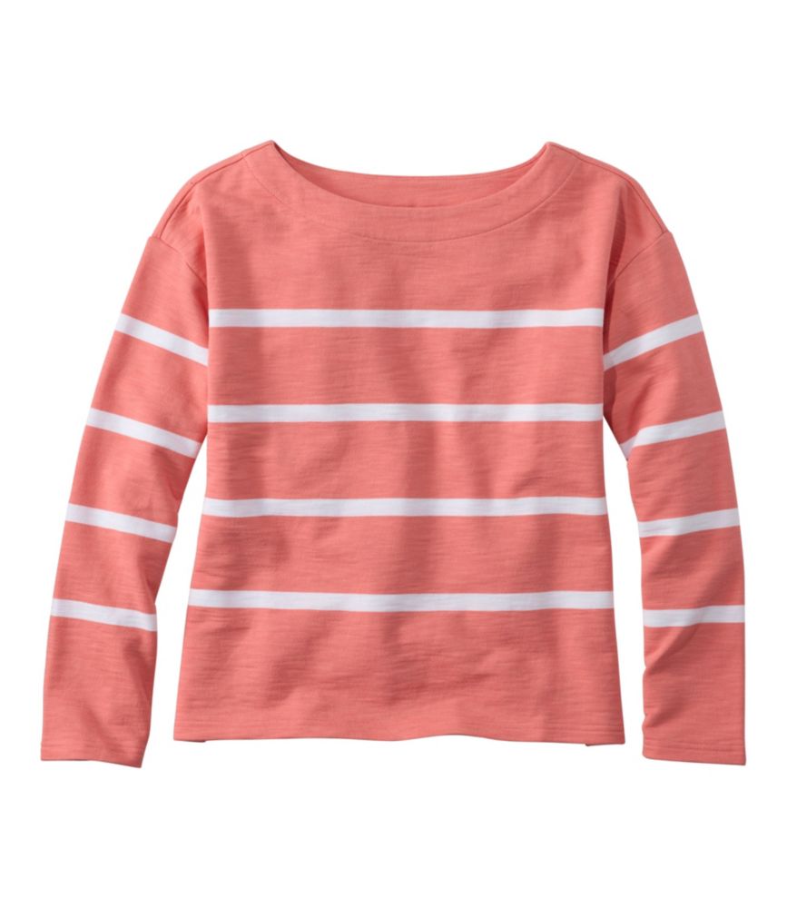 Women's Peaks Island Top, Relaxed Boatneck Long-Sleeve Stripe - US 7156