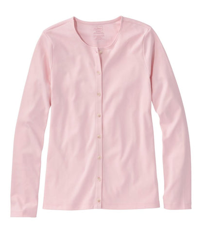 Women's Pima Cotton Tee, Long-Sleeve Crewneck Cardigan - US 4529