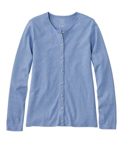 Women's Pima Cotton Tee, Long-Sleeve Crewneck Cardigan - US 8091