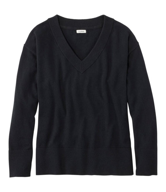 Women's Cotton/Cashmere Sweater, V-Neck - US 8351