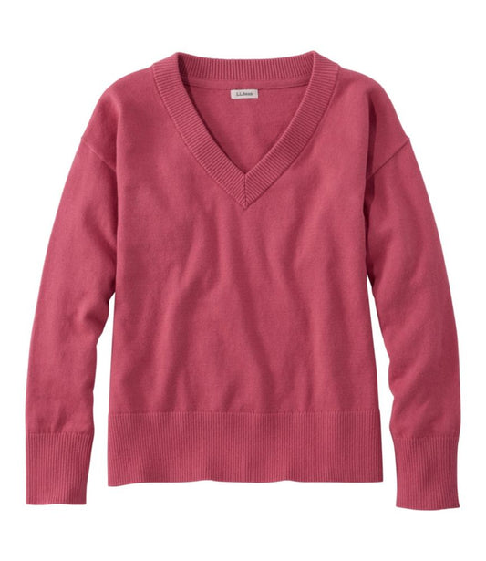 Women's Cotton/Cashmere Sweater, V-Neck - US 0628