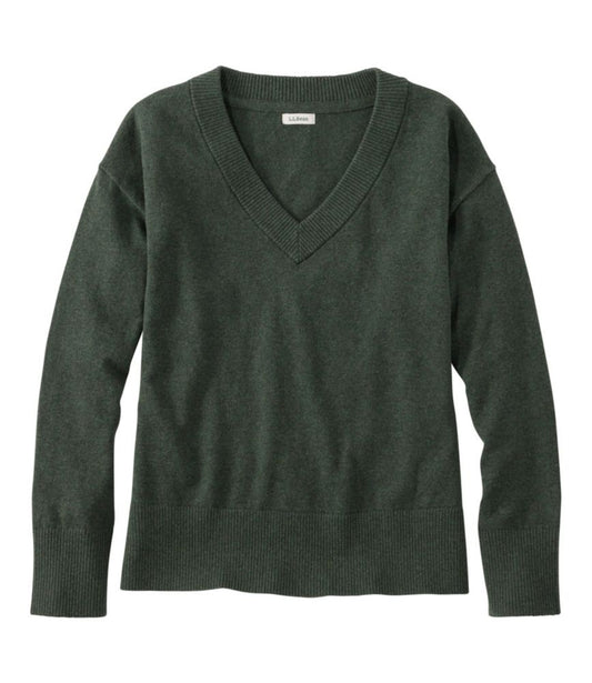 Women's Cotton/Cashmere Sweater, V-Neck - US 4330