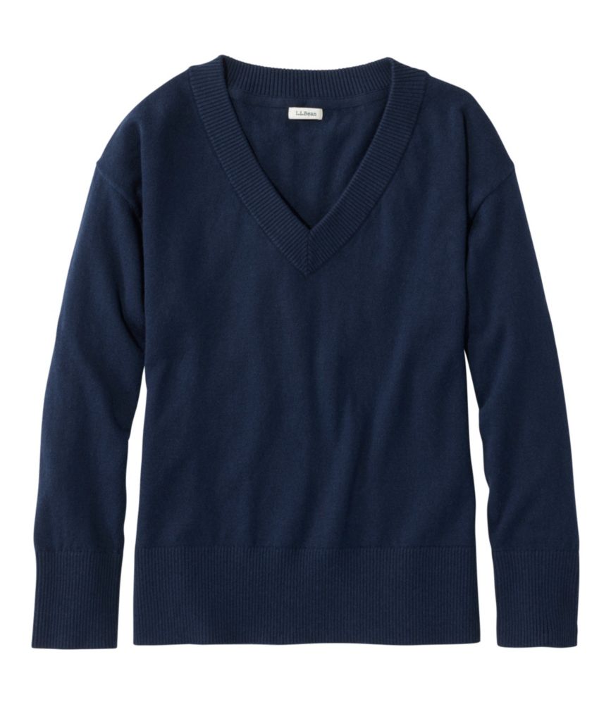 Women's Cotton/Cashmere Sweater, V-Neck - US 1693
