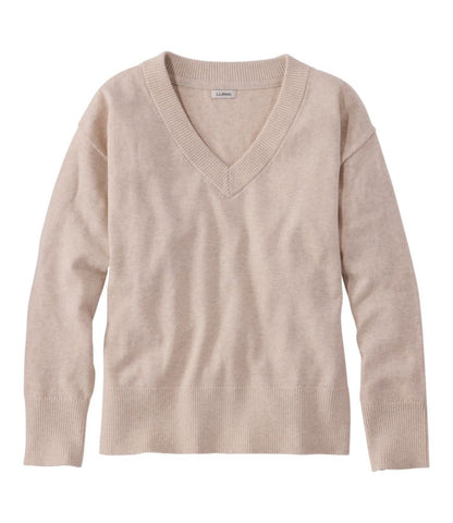 Women's Cotton/Cashmere Sweater, V-Neck - US 0930