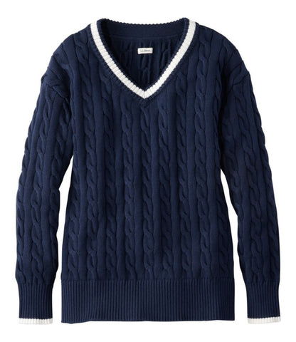 Women's The Original Double L® Sweater, Cable V-Neck - US 2258