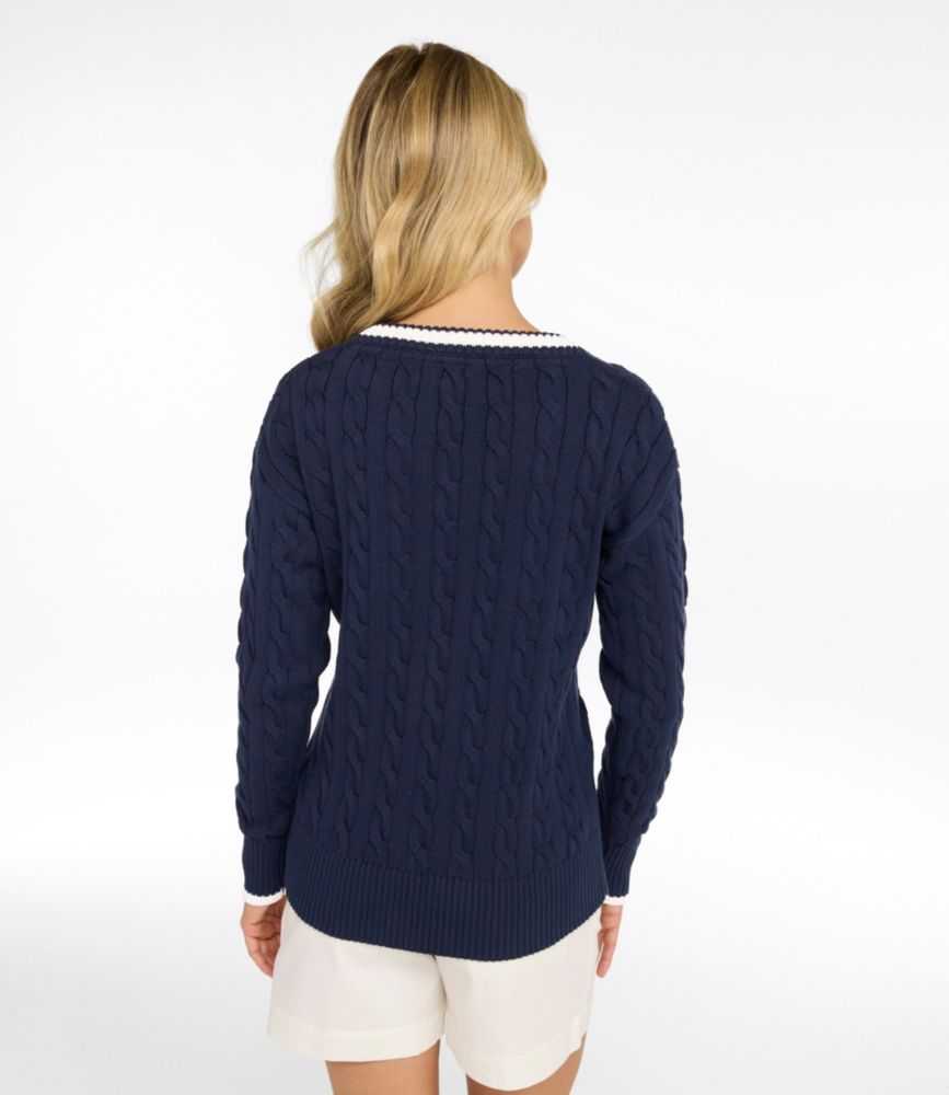 Women's The Original Double L® Sweater, Cable V-Neck - US 2258