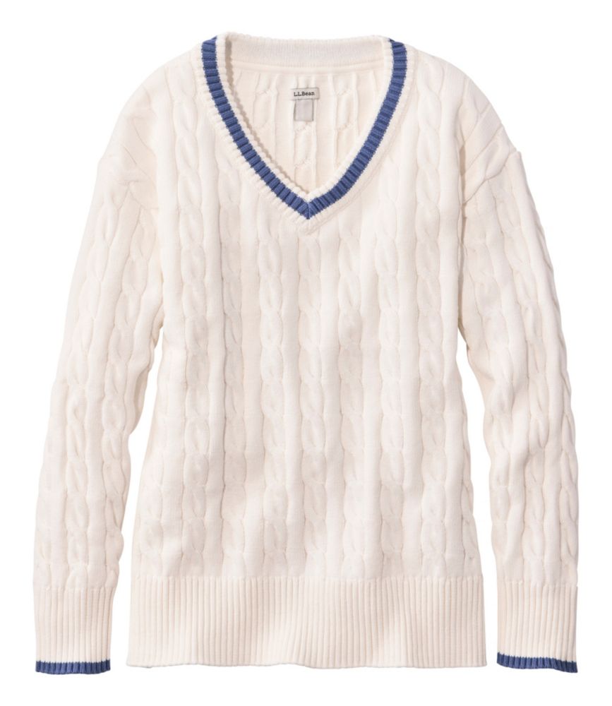 Women's The Original Double L® Sweater, Cable V-Neck - US 5007
