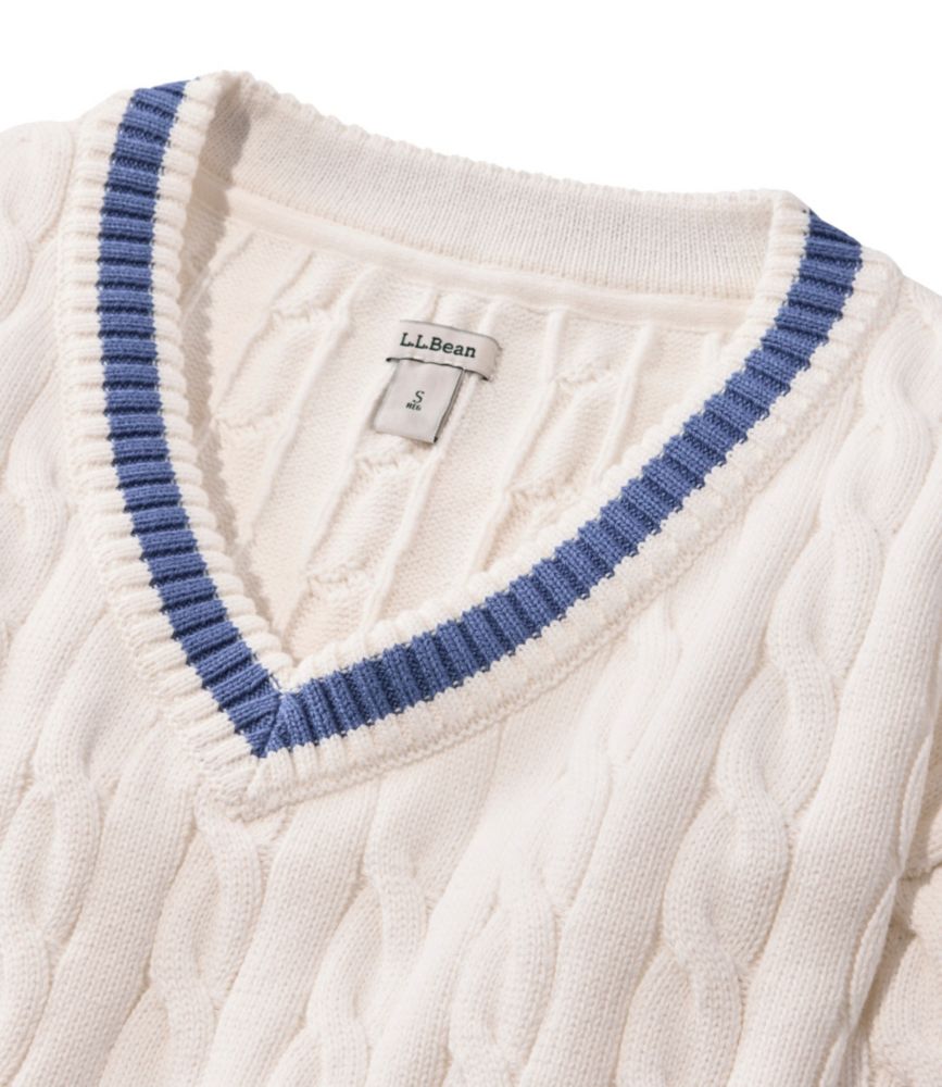 Women's The Original Double L® Sweater, Cable V-Neck - US 5007