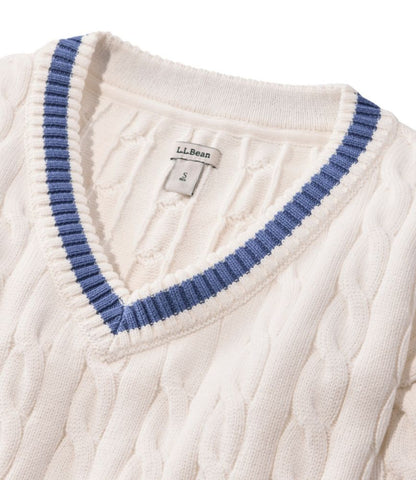 Women's The Original Double L® Sweater, Cable V-Neck - US 5007