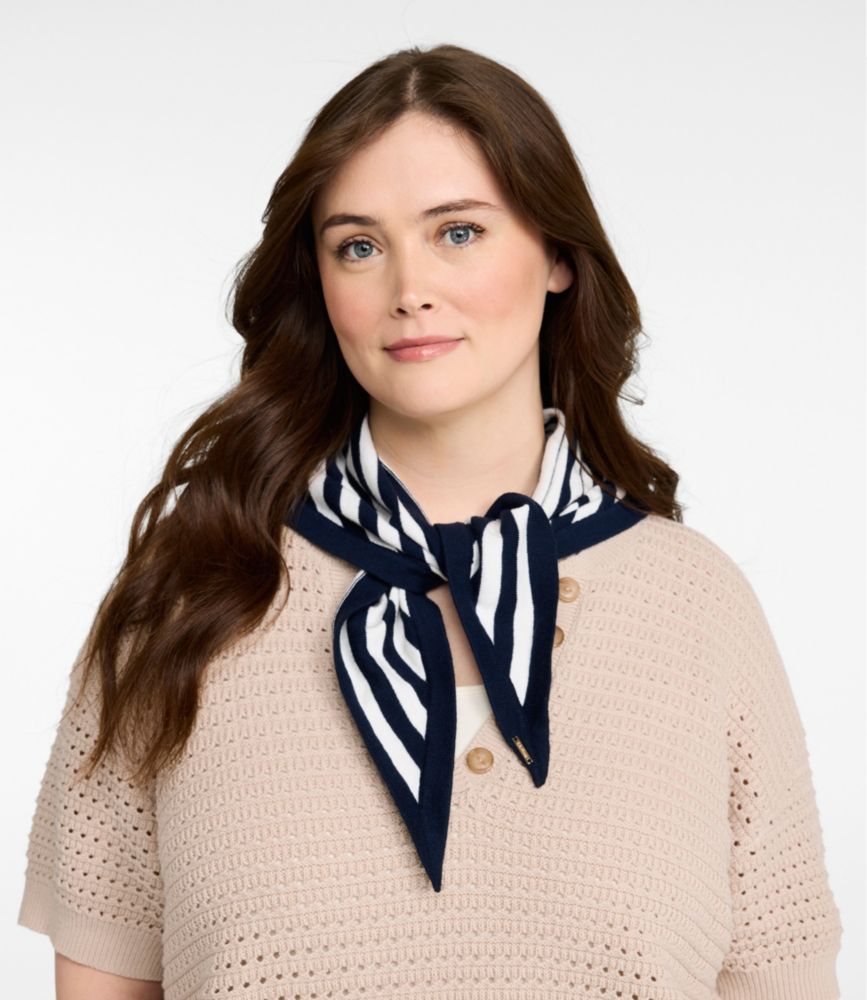 Women's Cotton/Cashmere Knit Triangle Scarf, Striped - US 7373