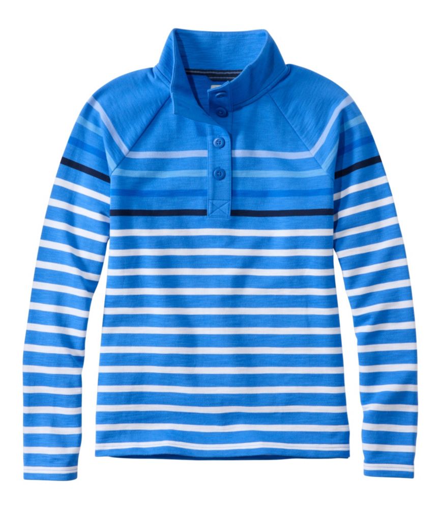 Women's Peaks Island Button Mockneck, Stripe - US 4898