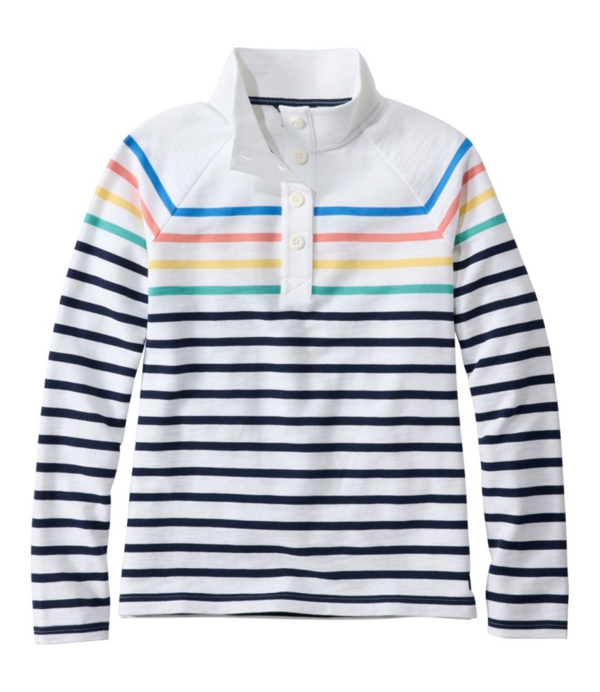 Women's Peaks Island Button Mockneck, Stripe - US 6197