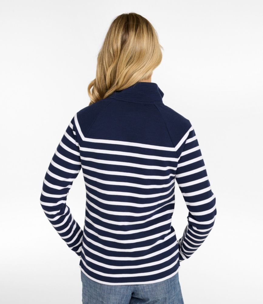 Women's Peaks Island Button Mockneck, Stripe - US 5968