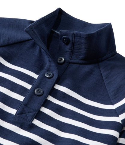 Women's Peaks Island Button Mockneck, Stripe - US 5968