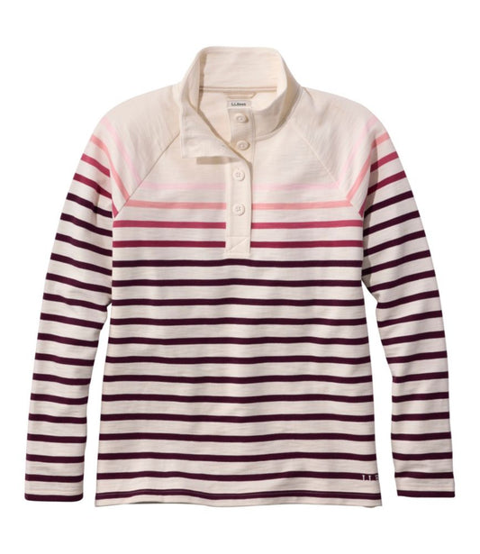 Women's Peaks Island Button Mockneck, Stripe - US 3490