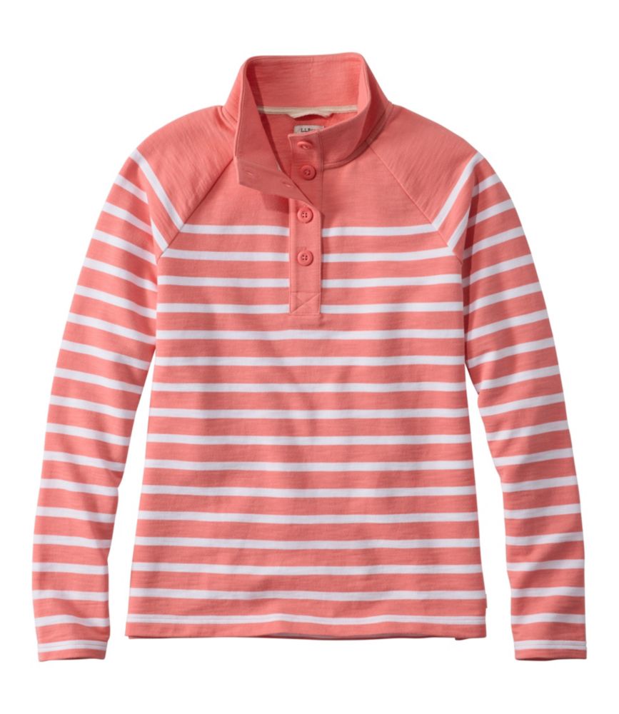 Women's Peaks Island Button Mockneck, Stripe - US 9436